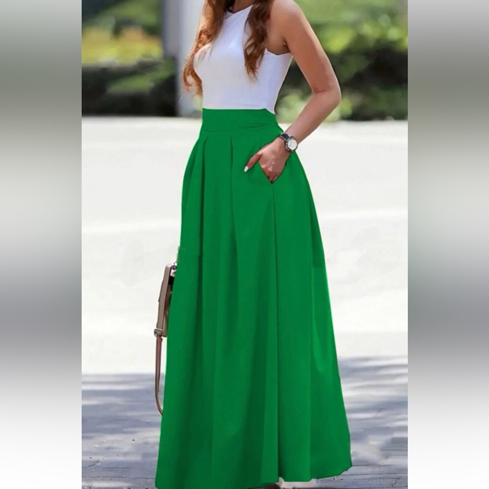 Elegant Green Women's Maxi Skirt